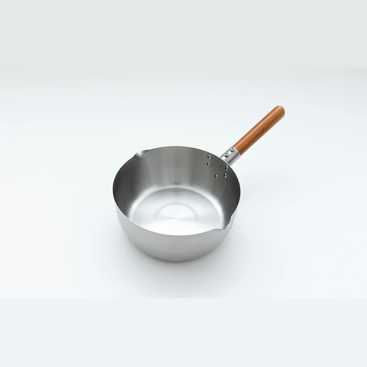Matte stainless yukihira saucepan, spouts on both sides