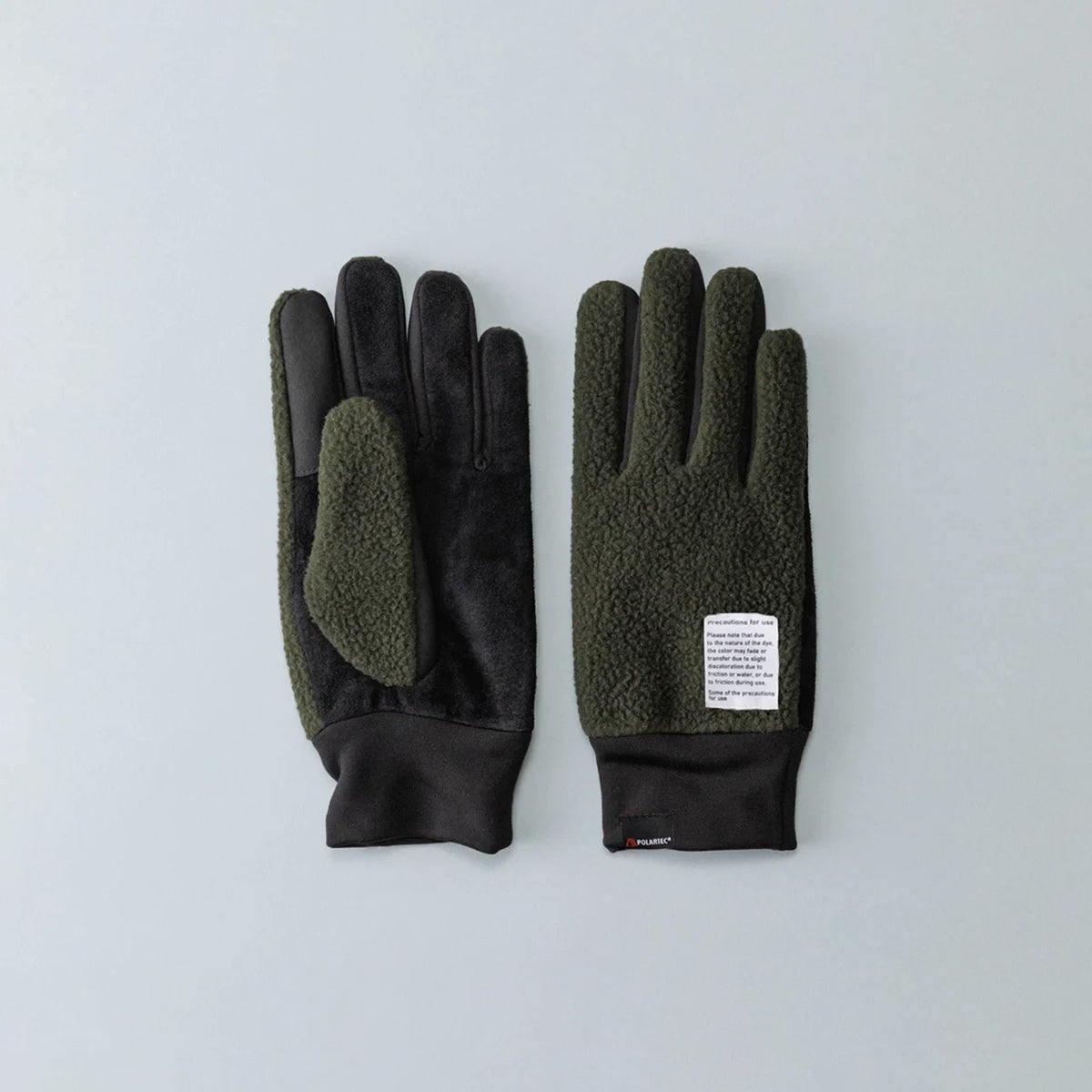 Kuroda men’s pig suede and fleece gloves in khaki #Color_Khaki