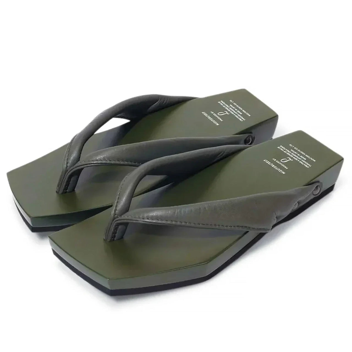 mizutori COLOR GETA in olive smooth leather #Color_Olive