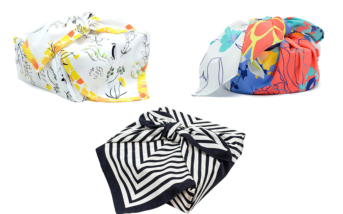 Different ways to tie the NAGARE furoshiki