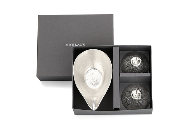 [Gift set] 후지산 FUJIYAMA 주석 및 금박 사케 세트 - 노우사쿠-