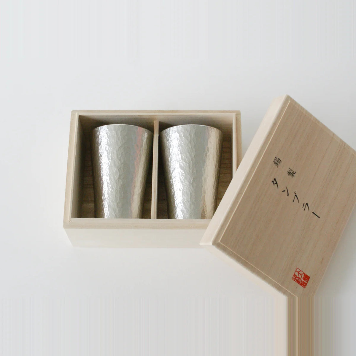 Pair of Rikka tin tumblers in a paulownia wood box