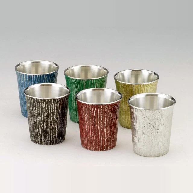 Osaka Suzuki tin guinomi sake cups in six colors