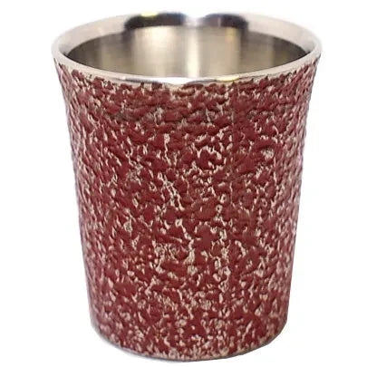 Osaka Suzuki tin guinomi sake cup, Sazare design in red #Color_Red