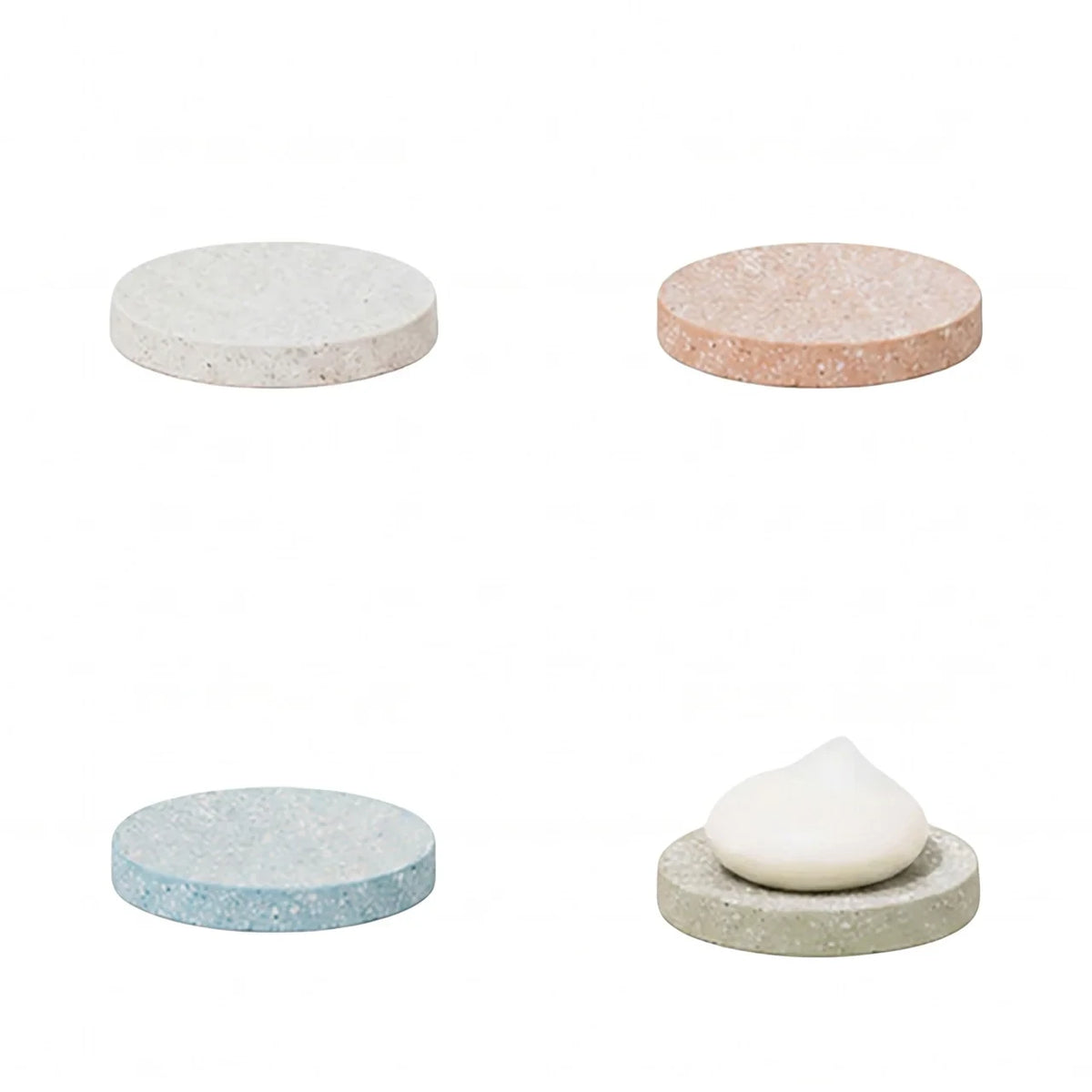 Circle soap dishes in four colors