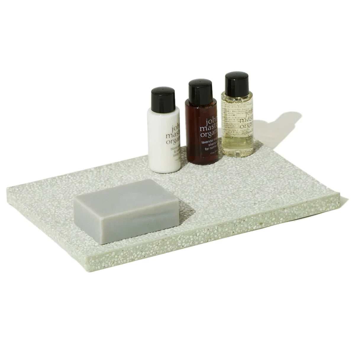 soil amenity tray, green, with toiletries