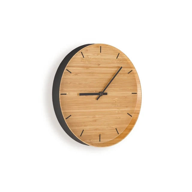 TEORI bamboo wall clock with its tilted face