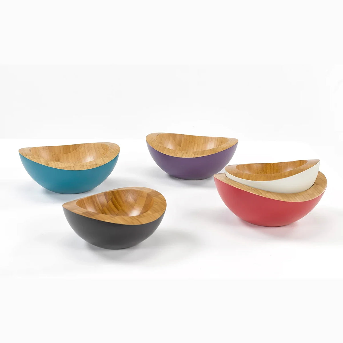 TEORI NUTS bamboo bowls, colourful outer finish